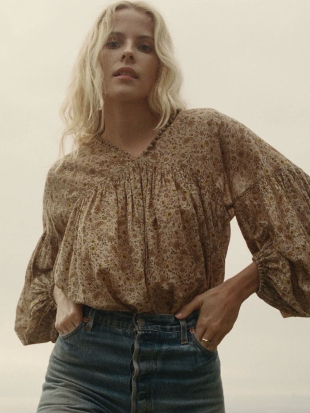 DÔEN Thistle Top in the Jaipur Mustard Floral print size small